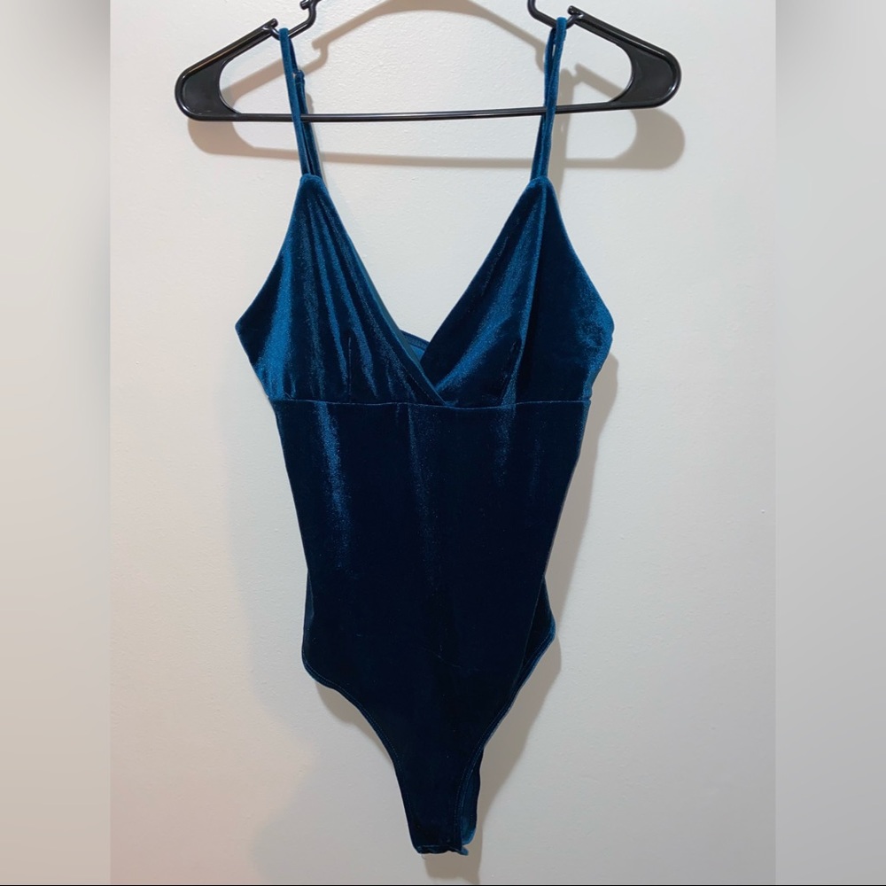 Forever 21 blue velvet bodysuit